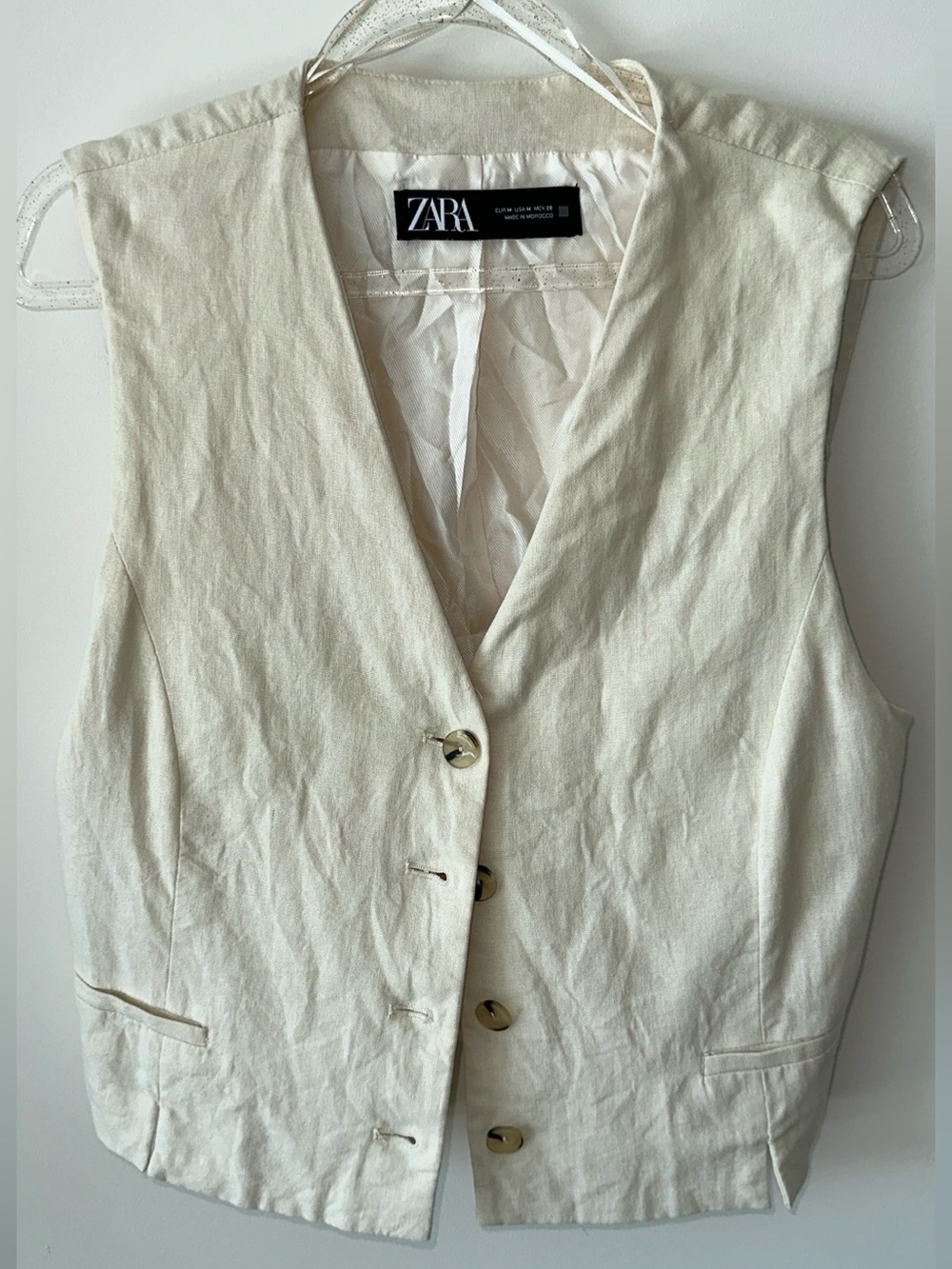 ZARA Cream Button Front Vest